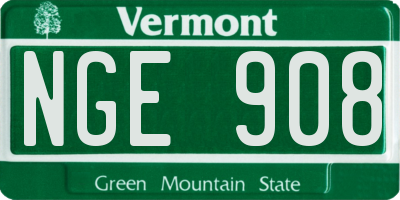 VT license plate NGE908