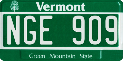 VT license plate NGE909