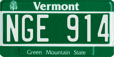 VT license plate NGE914