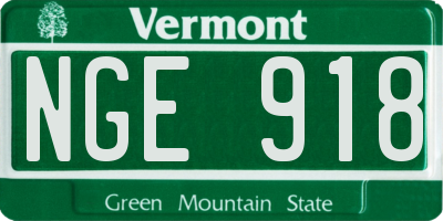 VT license plate NGE918