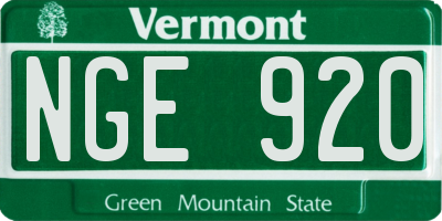 VT license plate NGE920