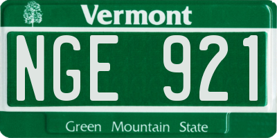 VT license plate NGE921