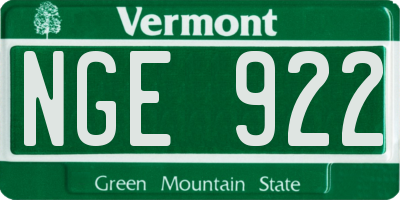 VT license plate NGE922