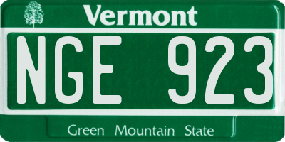 VT license plate NGE923