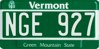 VT license plate NGE927