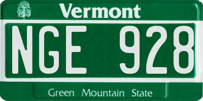 VT license plate NGE928