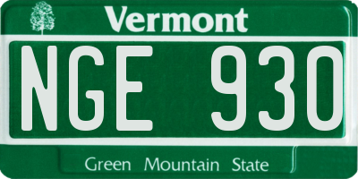 VT license plate NGE930