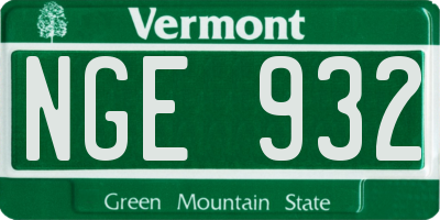 VT license plate NGE932