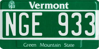 VT license plate NGE933