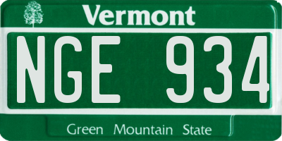 VT license plate NGE934