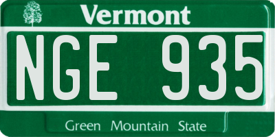 VT license plate NGE935