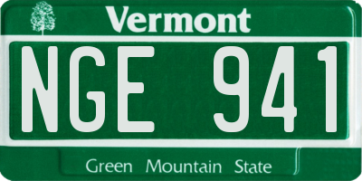 VT license plate NGE941