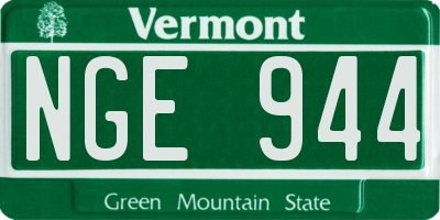 VT license plate NGE944