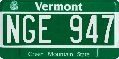 VT license plate NGE947