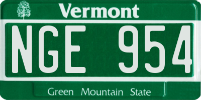 VT license plate NGE954