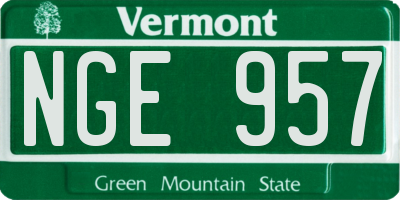 VT license plate NGE957
