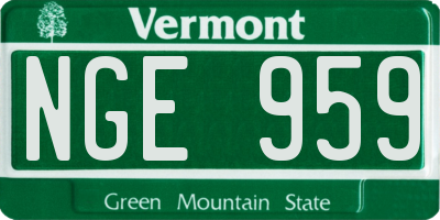 VT license plate NGE959