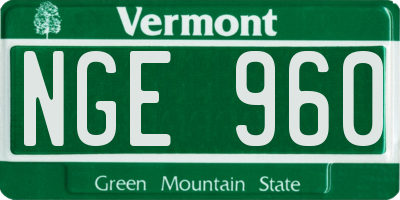 VT license plate NGE960