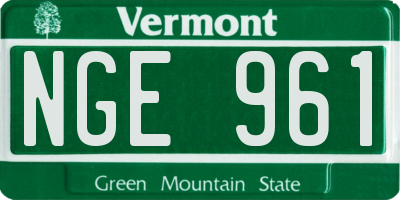 VT license plate NGE961