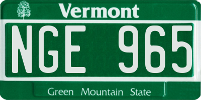 VT license plate NGE965