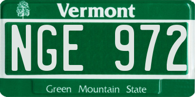 VT license plate NGE972