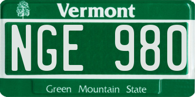 VT license plate NGE980