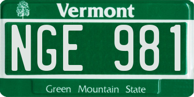 VT license plate NGE981