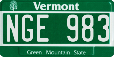 VT license plate NGE983