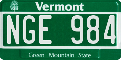 VT license plate NGE984