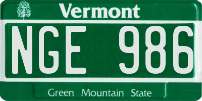 VT license plate NGE986