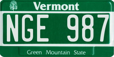 VT license plate NGE987