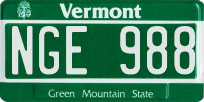 VT license plate NGE988