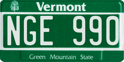 VT license plate NGE990