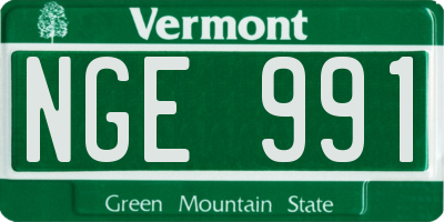 VT license plate NGE991