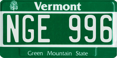 VT license plate NGE996