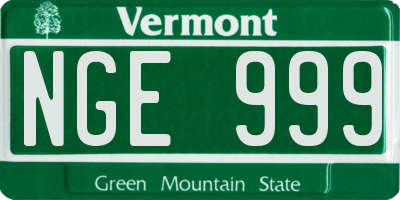 VT license plate NGE999