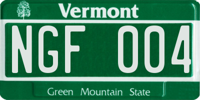VT license plate NGF004