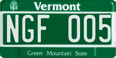 VT license plate NGF005