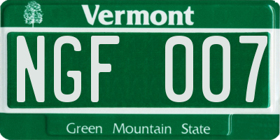 VT license plate NGF007