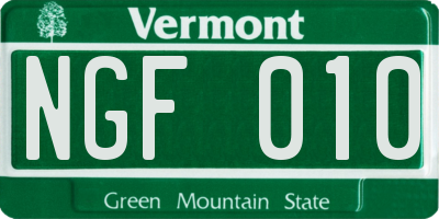 VT license plate NGF010