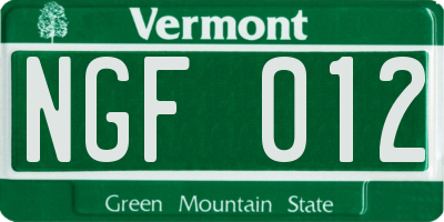VT license plate NGF012