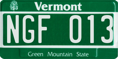 VT license plate NGF013