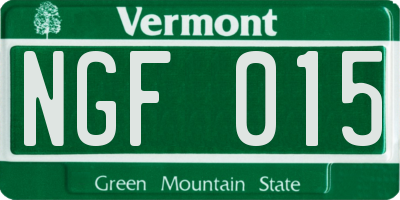 VT license plate NGF015