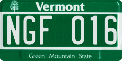 VT license plate NGF016