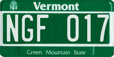 VT license plate NGF017