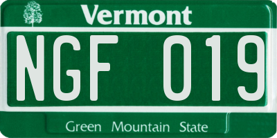 VT license plate NGF019