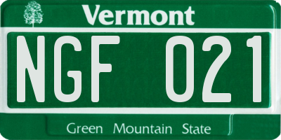 VT license plate NGF021