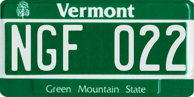 VT license plate NGF022