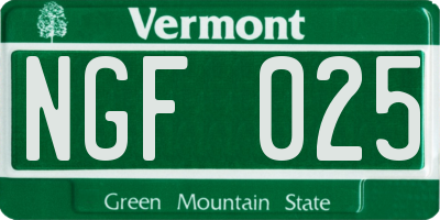VT license plate NGF025