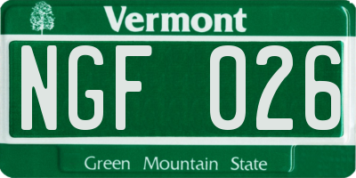 VT license plate NGF026